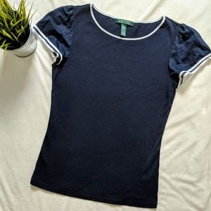 LAUREN RALPH LAUREN Fitted Flutter Sleeve Top